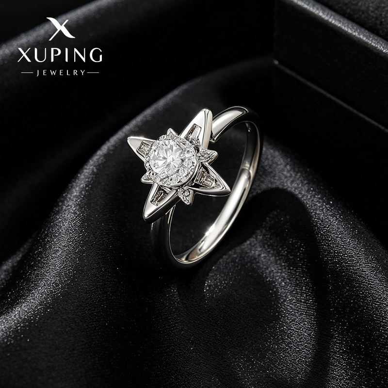 Xuping nuevo anillo giratorio micro incrustado con zirconio, diseño de nicho de moda simple de alto nivel anillo al por mayor