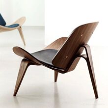 北欧微笑贝壳椅客厅靠背飞机椅休闲简约现代设计师阳台单人沙发椅