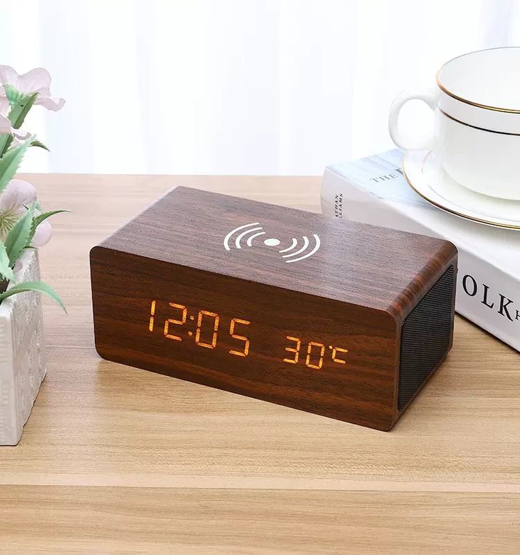 无线蓝牙音响多功能时间闹钟温度计家用室内客厅摆件可给手机充电