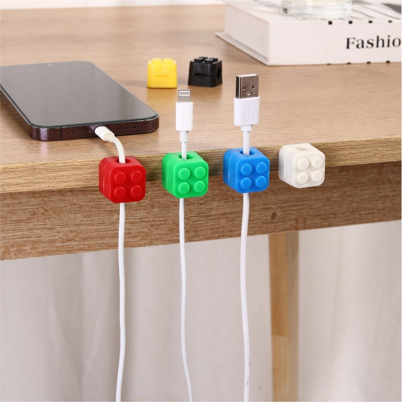 通用固线器数据线神器磁吸理线器桌面理线扣及手机线收纳积木固定