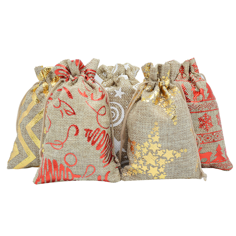 Star, Snowflake Pattern Fashion Style Christmas Fashion Star Snowflake Linen Daily Gift Bags