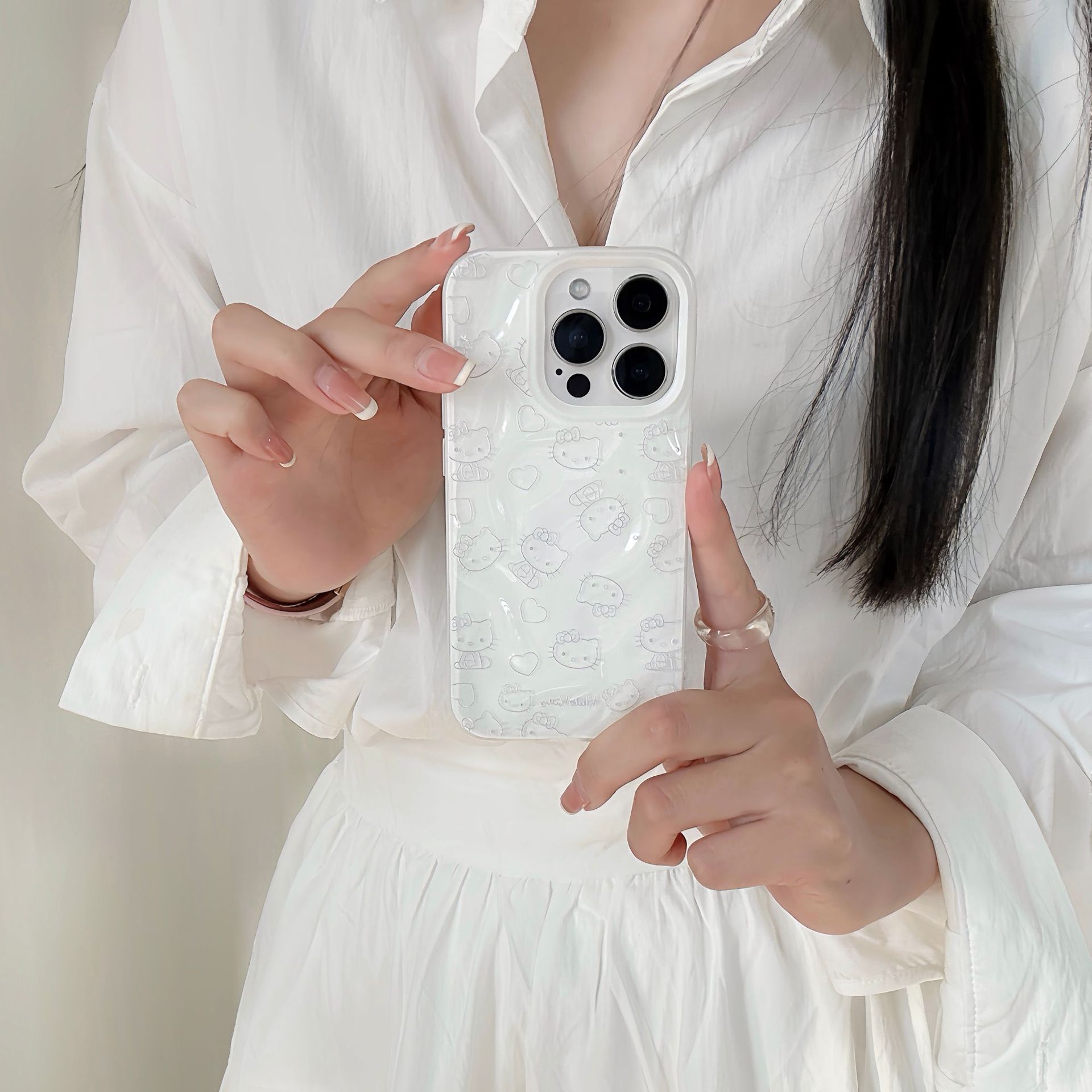 Diversión de dibujos animados dopamina KT gato para Apple 16PorMax funda para teléfono 15Pro pareja 14/13 nuevo 15PM