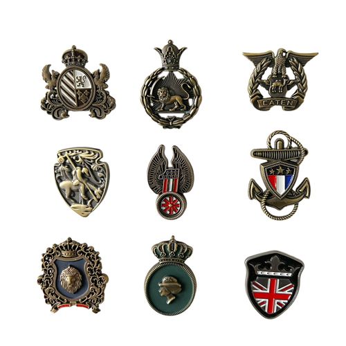 British Retro Hong Kong Style Badge Clothing Casual Accessories Navy Army Heptagonal Hexagonal Metal Commemorative Brooch Wholesale