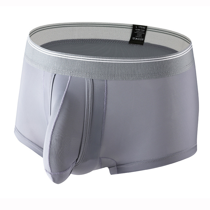 Mibol's New Men's Underwear, Ice Silk, Cool, Large Size, Mid-Waist, Separate Pouch, Breathable Boxer Briefs for Men