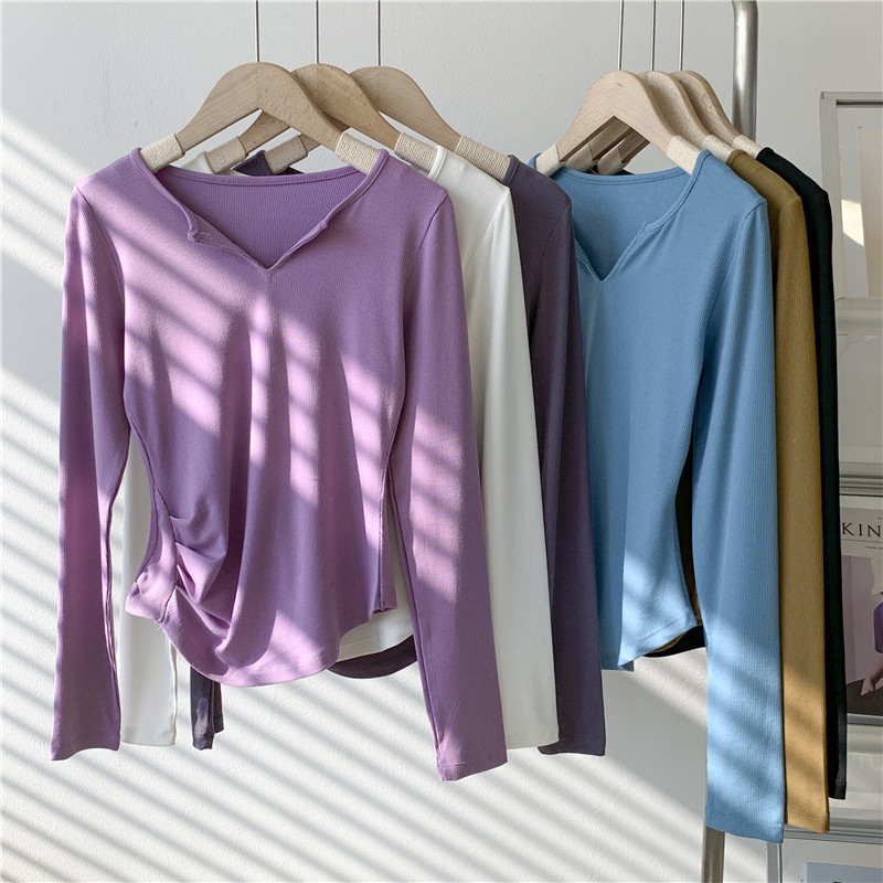 Extra Large Size Fashionable Soft Dance Clothes Pleated Long-Sleeved Women's Early Autumn High-Waisted Modern Dance Practice Clothes T-Shirt Tops Trendy