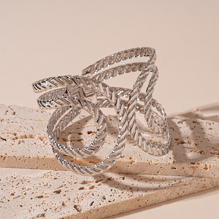 Pulsera de apertura geométrica irregular metálica europea y americana, personalidad exagerada, temperamento de nicho simple, joyería de alta gama femenina