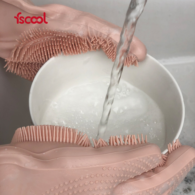 창조적 인 뜨거운 판매 매직 실리콘 브러시 식기 세척 장갑 다기능 식기 세척 브러시 장갑 주방 청소 장갑