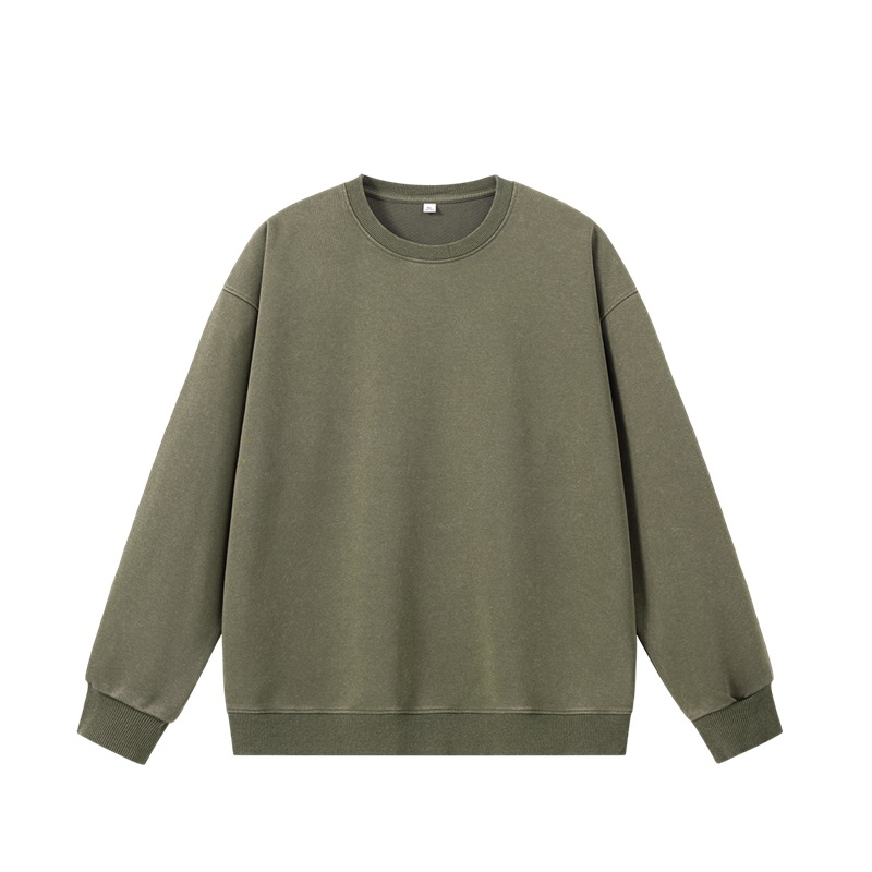 Vintage Washed Oversized Crewneck Sweatshirt - 330GSM Cotton Blend Drop Shoulder Unisex Pullover For Men & Women_voghion.com