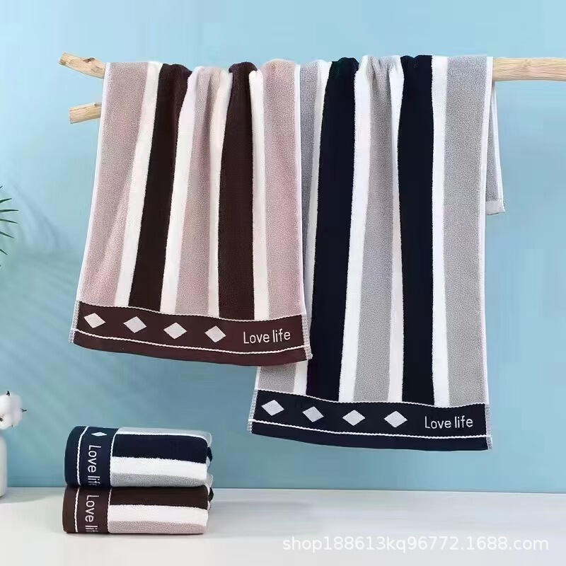 Pure Cotton 32-Strand Love Life Towel Thickeneded Water-Absorbent Dark Stain-Resistant Men's Household Towel Supermarket Gift Wholesale