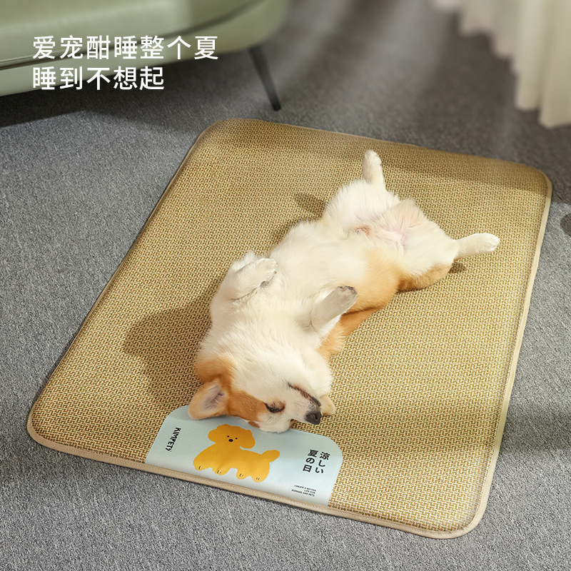 Estera de verano para mascotas, estera de perrera, estera para perros, estera antidesgarro y mordida, perrera para gatos, estera de mimbre para dormir, transfronteriza