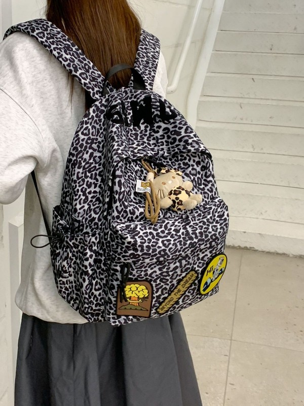 多用途の新しいクロスボーダーヒョウ柄スクールバッグ女性用韓国語版高校生中学生バックパック多用途カジュアル小型バックパック|undefined
