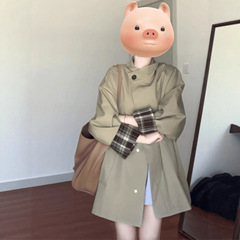【杭州发货】早春卡其色风衣外套女2025春秋新款中长款小个子大衣