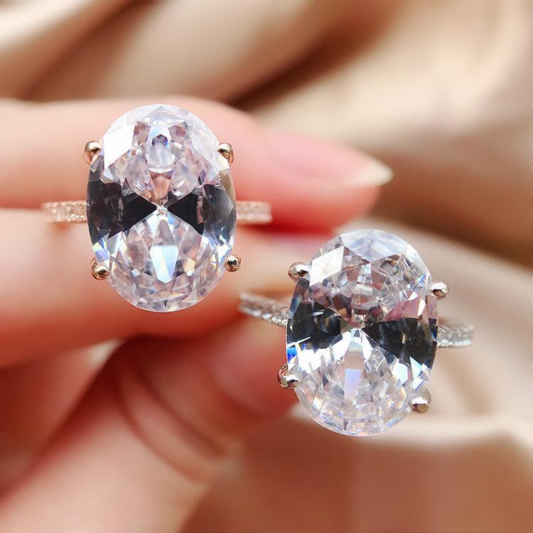 Classic Oversized Shining Zircon Ladies Ring Copper Engagement Ring_voghion.com