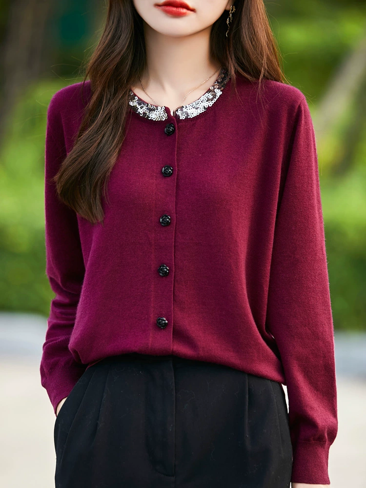 Design sweater, demi-season jacket, woolen cardigan, french style, trend of season