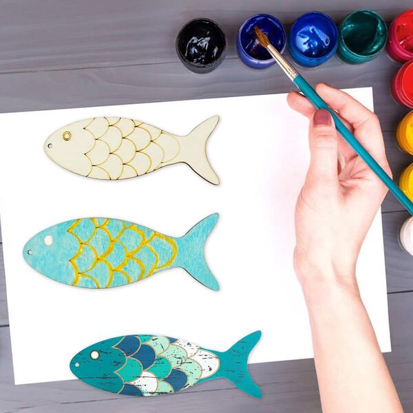 30 unfinished fish -shaped wood hollow fish and wood DIY crafts…