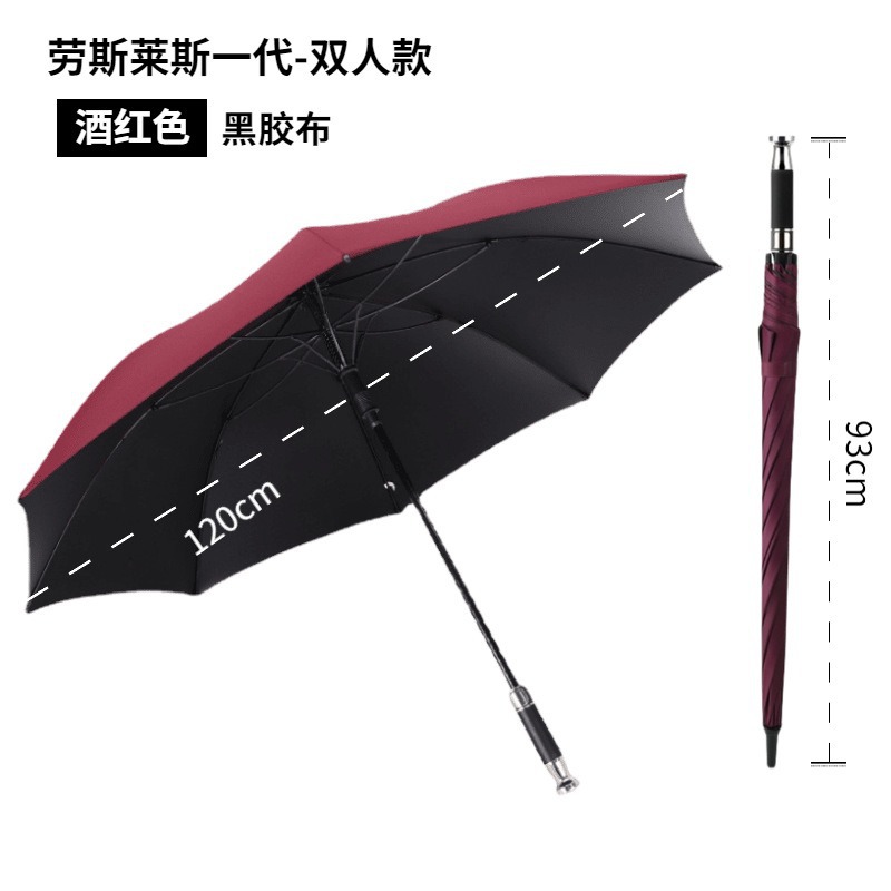 Paraguas de mango largo automático grande con logo impresión Paraguas de golf barra recta estilo negocios para hombres