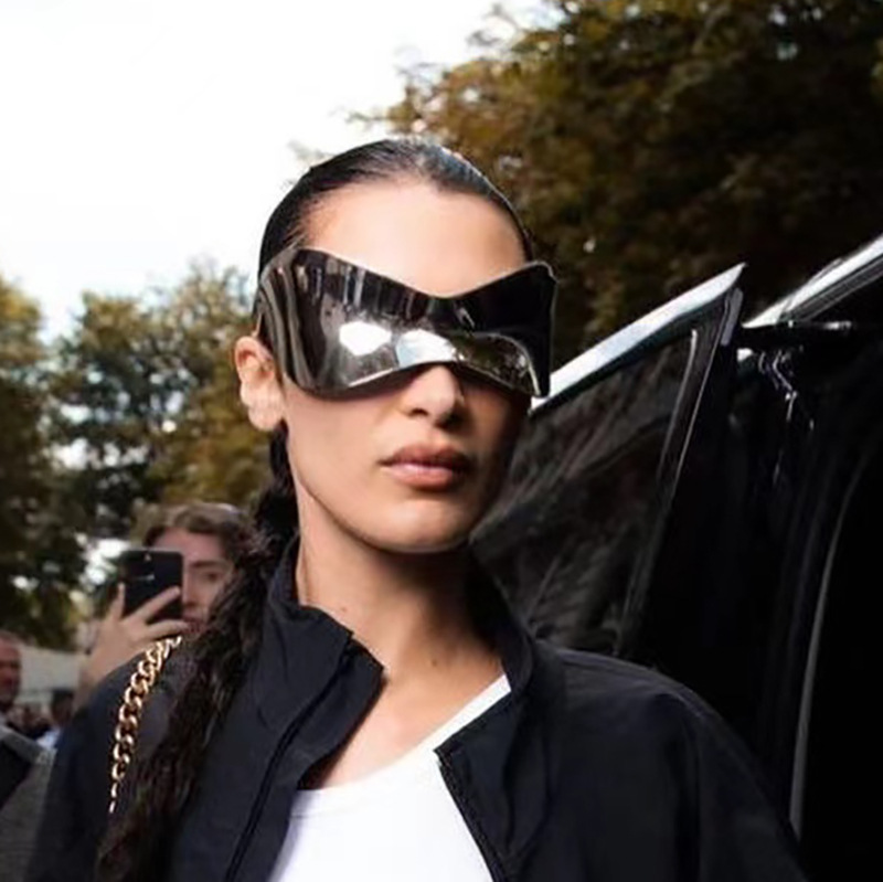 Ballon de sport une pièce à technologie futuriste Y2K, lunettes de soleil punk cool, lunettes hip-hop pour fille épicée, nouvelle collection_voghion.com