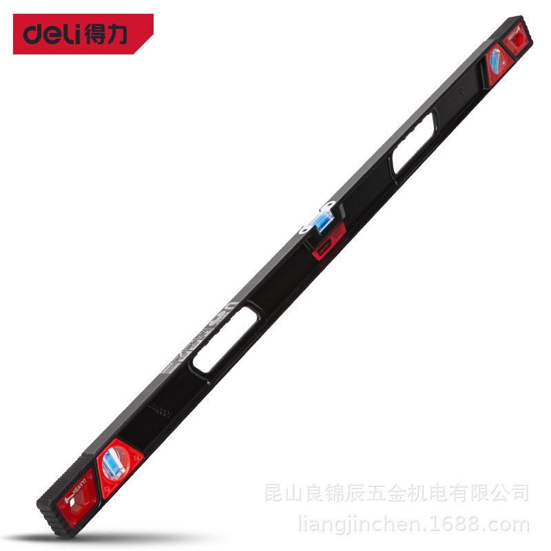 得力工具 高精度压铸铝水平尺靠尺专业合金实心防摔平水尺平衡仪