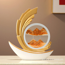 风生水起轻奢高级感一帆风顺船摆件玄关客厅装饰办公室流沙画礼品