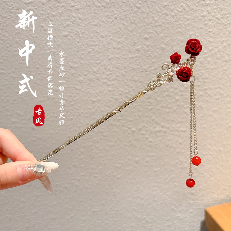 Nuevo estilo chino flange flor pinzas de cabello estilo antiguo mujer 2025 nuevo pinzas de cabello de alta gama pinzas de cabello estilo nacional pinzas de cabello de tocado