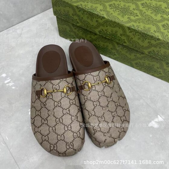 High Version G Home Baotou Half Slippers Women's Summer Outfit Mueller Shoes Horse Buckle Flat Shoes All-Match Casual Lazy Shoes