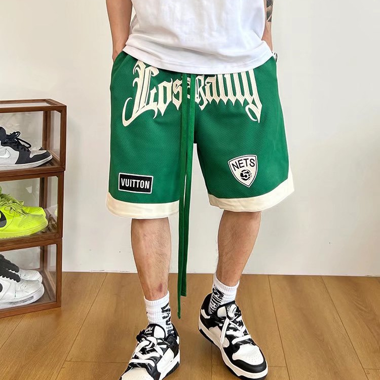 2024 nuevos pantalones cortos para hombres, marca de moda, color sólido, contraste simple, pantalones de chándal de cinco puntos rectos sueltos casuales