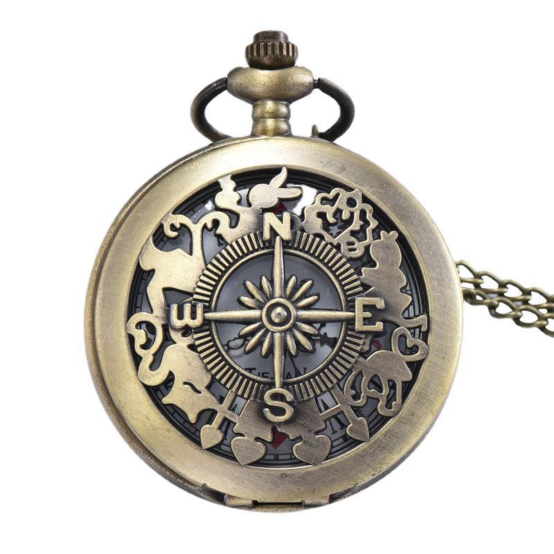 Foreign hot selling Alice in Wonderland retro large pocket watch anime watch flip Zodiac hollow pocket watch