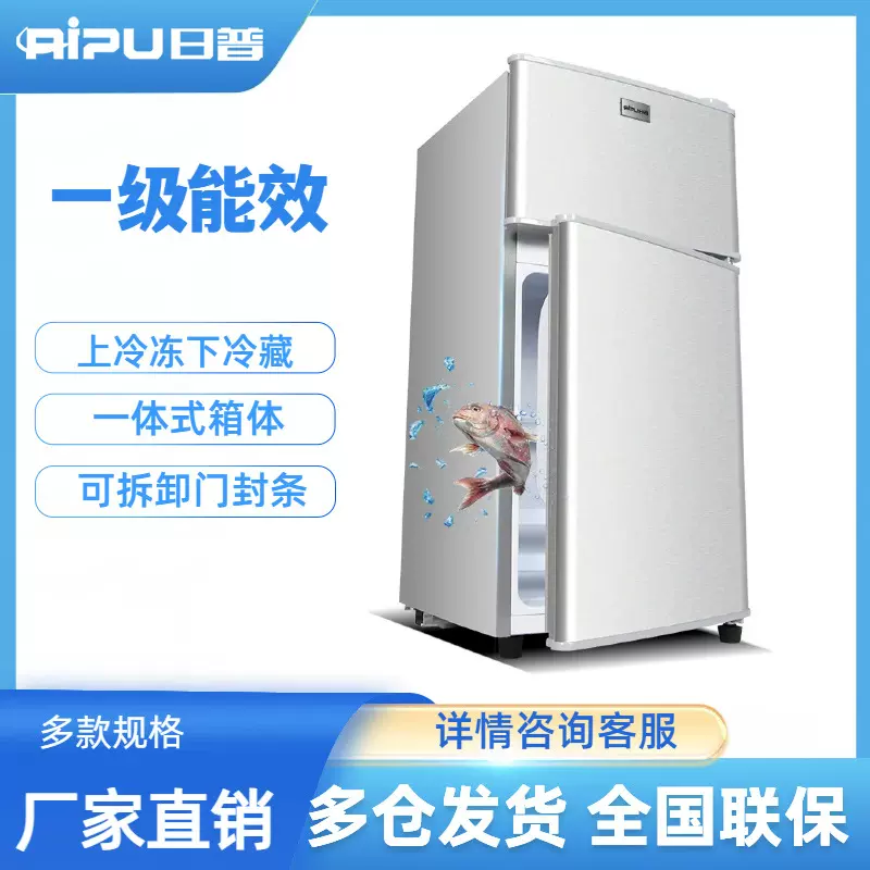 日普48-96升小冰箱家用小型租房上冷冻下冷藏宿舍迷你双门电冰箱
