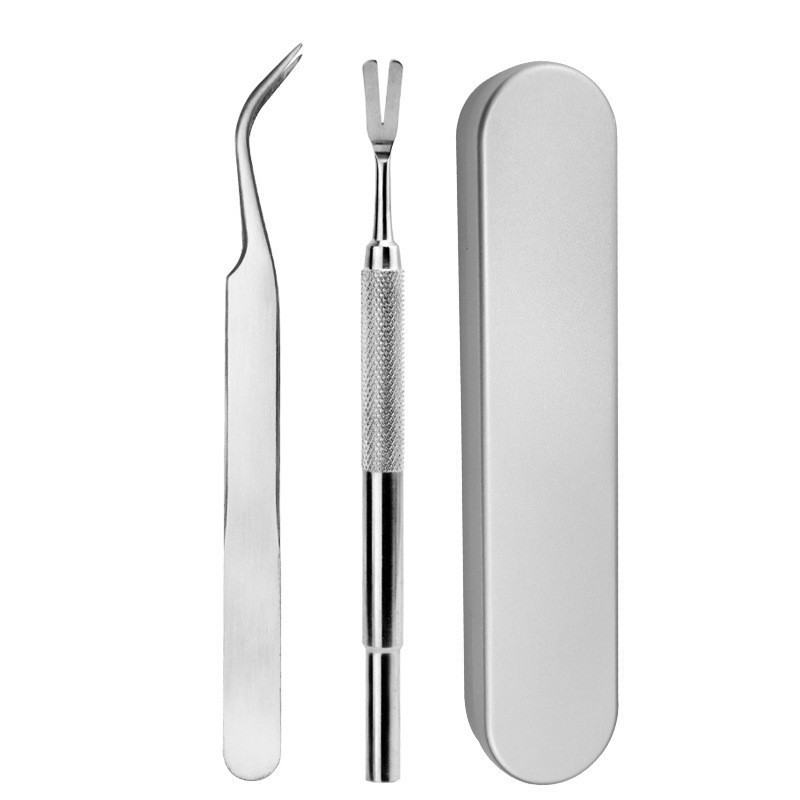 작은 철제 상자 - 강아지 이(lice) 제거용 포크 2종 세트