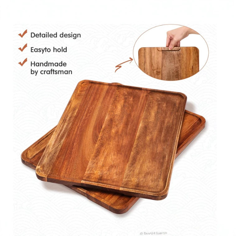 Wooden Tray for Home Use, Rectangular Dessert Tray, Afternoon Coffee Tea Tray, Restaurant Steak Board, Solid Wood Dinner Plate