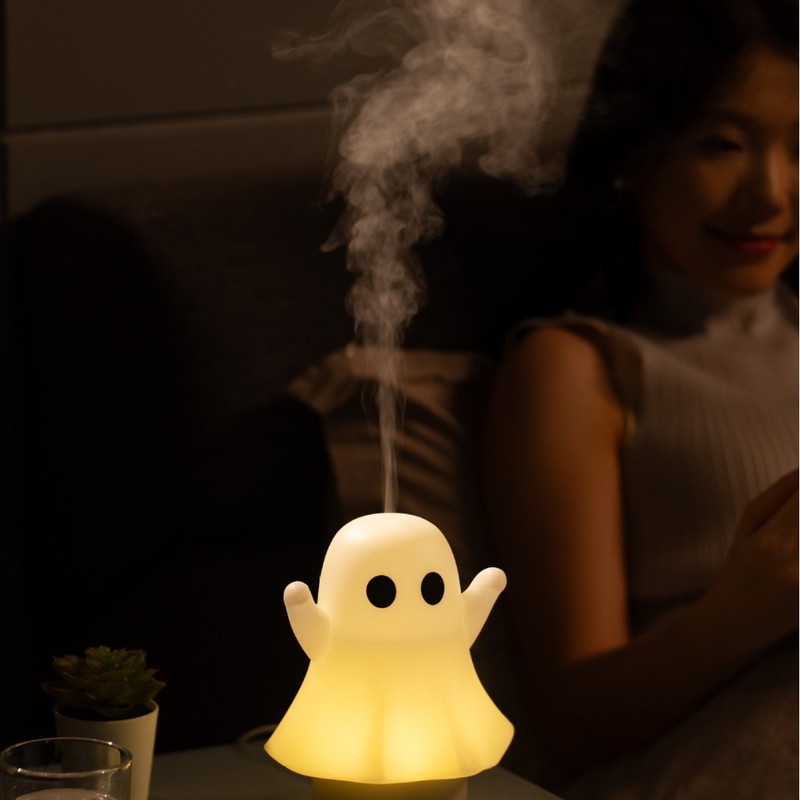 跨境万圣节新款可爱加湿器 室内桌面七彩灯光USB幽灵香薰机精油|undefined