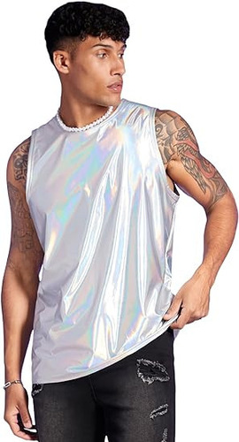 New Men's Vest for Halloween: Cross-Border Men's Sequin Shirt—Perfect for 1970s Disco Parties and Gatherings