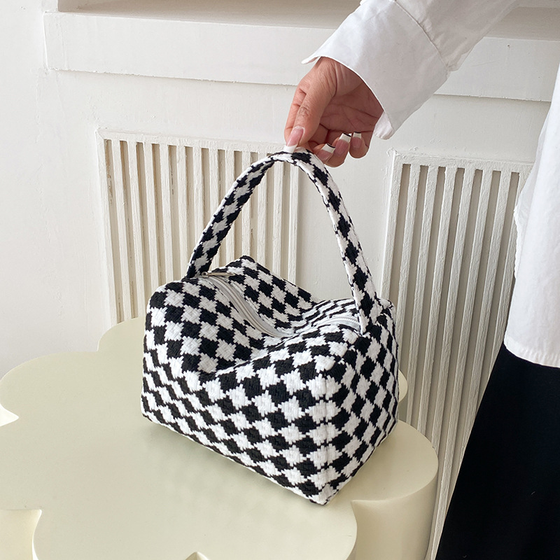 Bolsas de maquillaje transfronterizas de gran capacidad nuevas bolsas de mano a cuadros bolsas de almacenamiento de mujeres bolsas de acabado bolsas de cosméticos portátiles bolsas de lavado