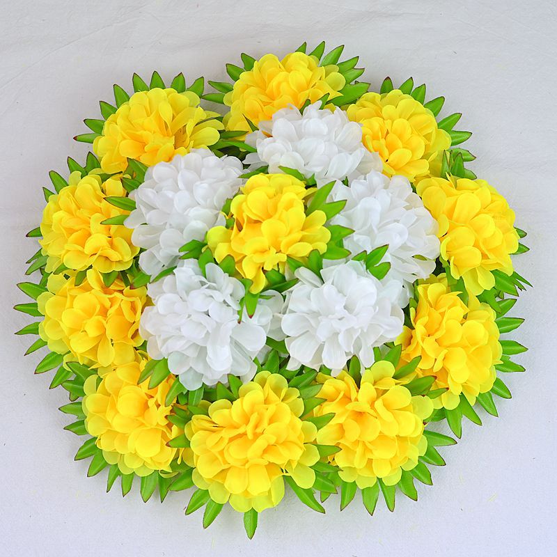 Fábrica Zhaoping, Flores Artificiales al por Mayor, Set de Cesta de Flores de Seda, 16 Cabezas, Cesta de Crisantemos de Jardín, Ramo Artificial