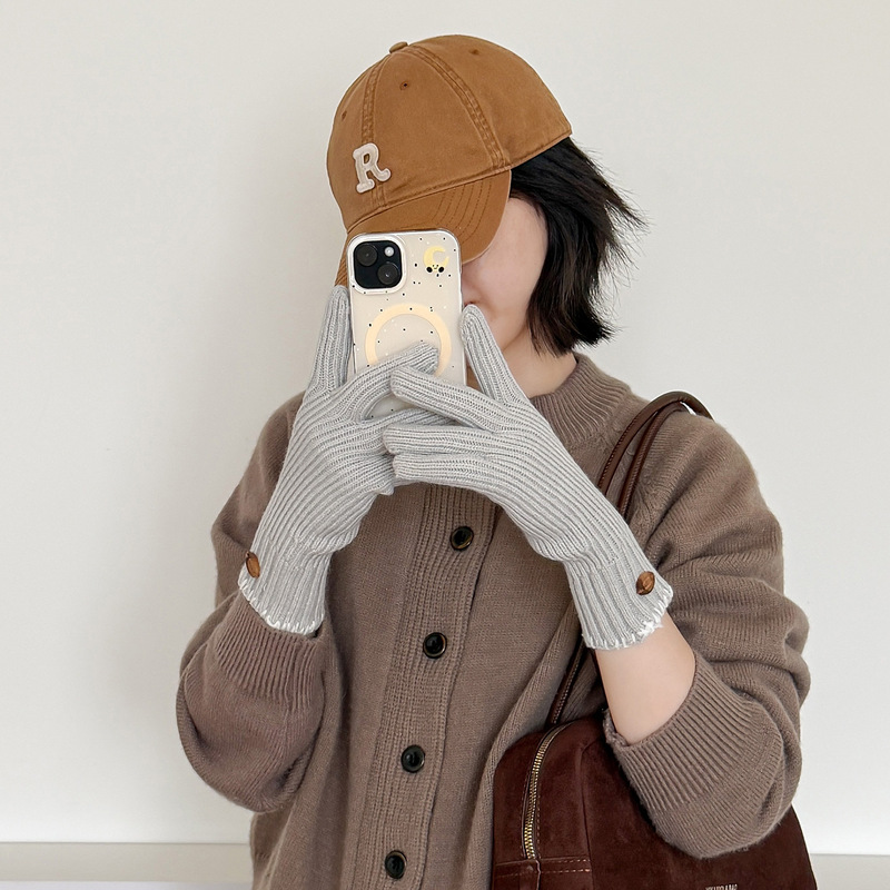 Korean-Style Wool-Blend Knitted Gloves for Women, Autumn and Winter, Warm, Cold-Proof, Versatile, Fingerless, Touch Screen Compatible, Windproof Korean-Style Wool-Blend Knitted Gloves for Women, Autumn and Winter, Warm, Cold-Proof, Versatile, Fingerless, Touch Screen Compatible, Windproof