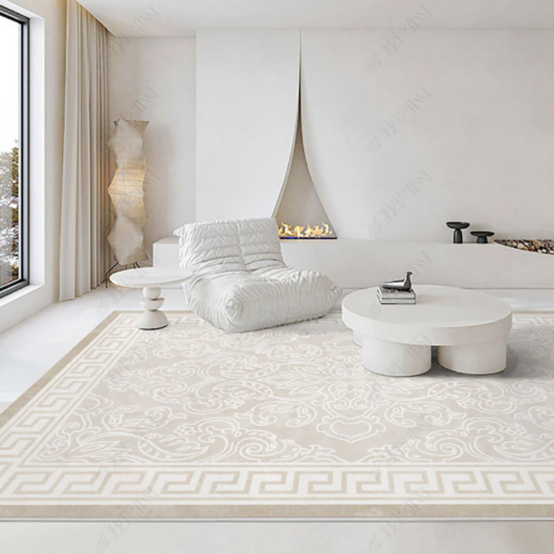 Estilo crema simple absorbente sala de estar alfombra hogar suave antideslizante gran área manta completa dormitorio alfombra francesa