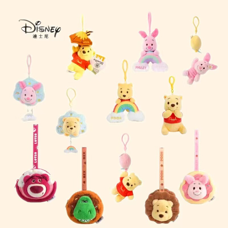 Authentic Disney Stitch Three-Eyed Strawberry Bear Judy Nick Pendant Plush Toy Keychain Coin Purse