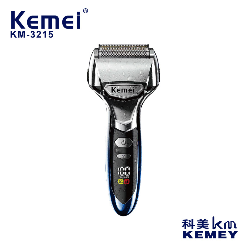 Kemei transfronterizo de cuerpo completo impermeable máquina de afeitar eléctrica portátil cómodo alternativo pantalla digital de carga rápida maquinilla de afeitar