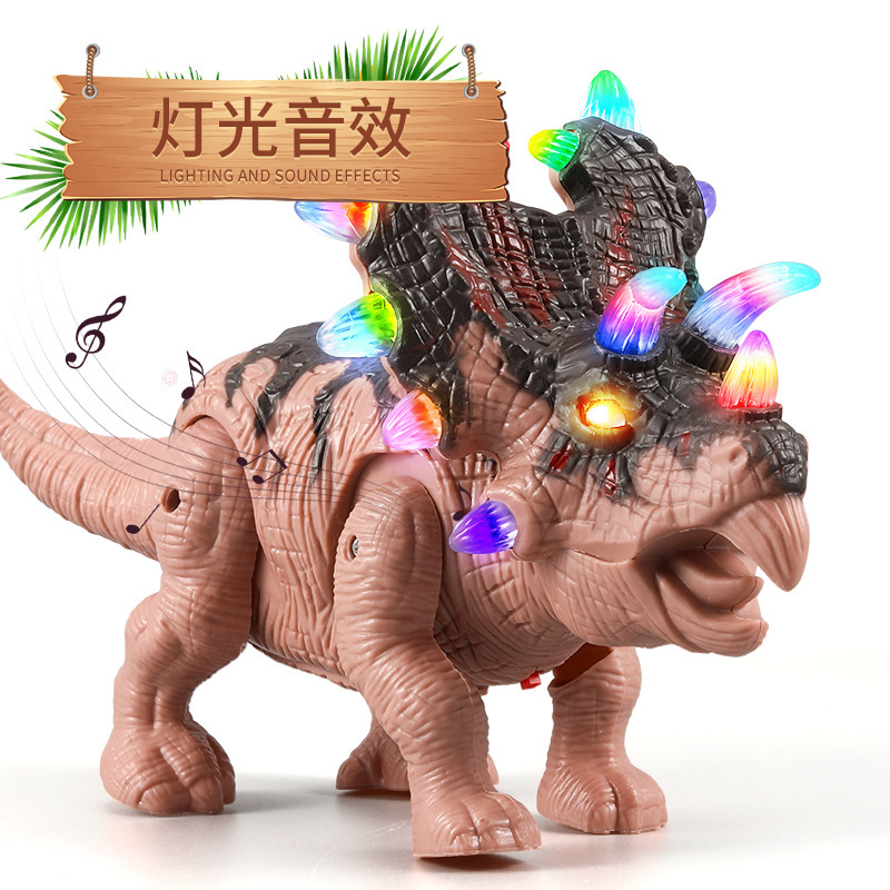 Foreign trade hot electric sound and light walking Triceratops Spinosaurus with 5 colored lights electric dinosaur toys cross-border hot