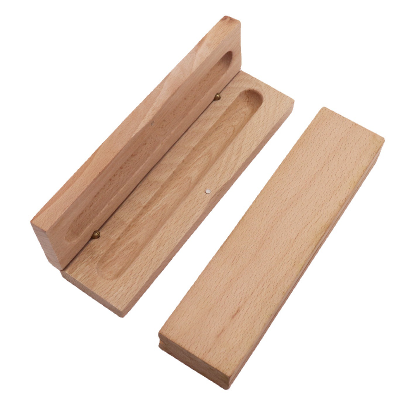 时尚木质钢笔翻盖原木单支笔盒礼品笔盒广告logo印刷木质包装盒