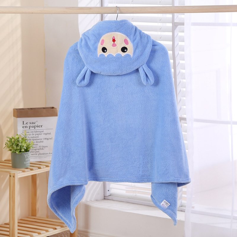 Toalla de baño de terciopelo coral con capucha, poncho absorbente, albornoz con capucha bordado para bebé, manta infantil de dibujos animados. image 8