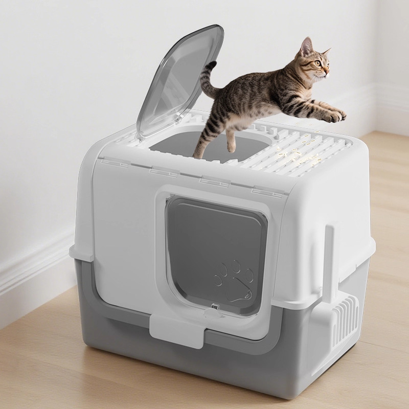 lavabo de arena para gatos totalmente cerrado tipo expulsión inodoro para gatos antiolor para mascotas de tamaño grande para gatos pequeños