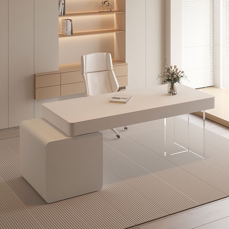 Cream-Style Desk, Pure White Minimalist Home Writing Desk, Beauty Salon Medical Consultation Table with Drawer, Computer Office Desk Cream-Style Desk, Pure White Minimalist Home Writing Desk, Beauty Salon Medical Consultation Table with Drawer, Computer Office Desk