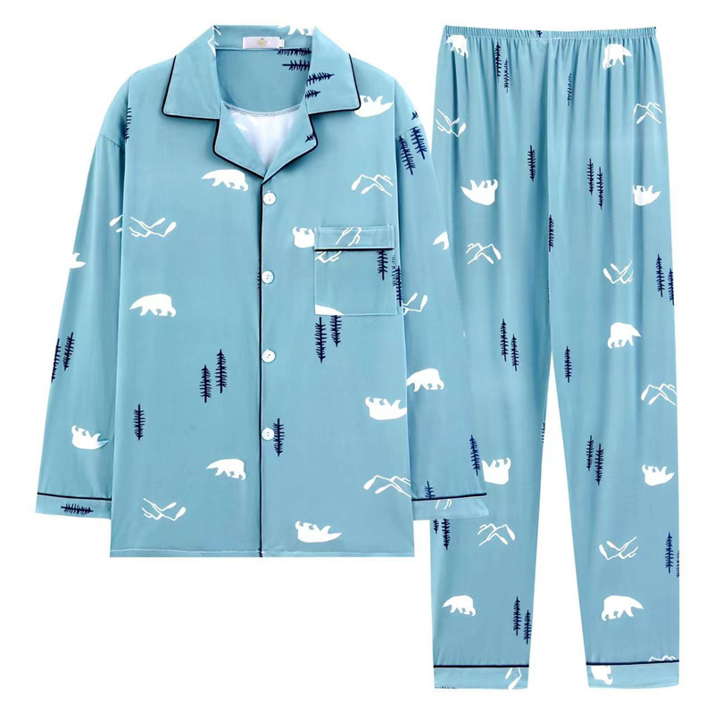 Pijamas de algodón masculinos primavera y otoño delgados pantalones de manga larga, jóvenes de mediana edad y ancianos, cardigans casuales, set de ropa para el hogar, cuatro temporadas