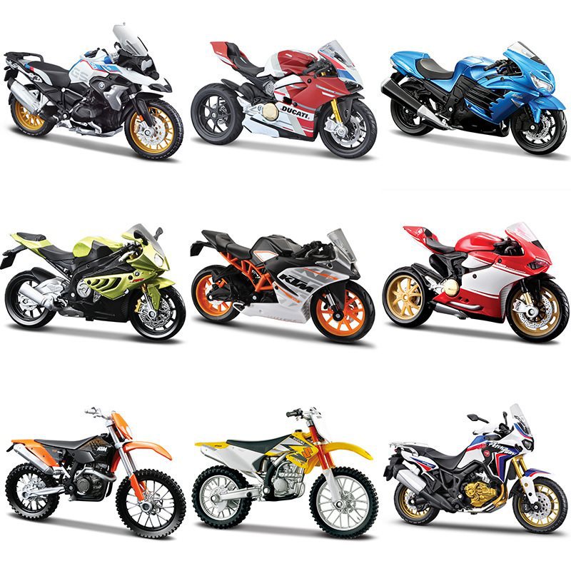(2개) MEICHI 그림 1:18 오토바이 모델 KAWASAKI DUCATI BMW 럭셔리카 로고 시뮬레이션 장식 선물 장난감 거리 자동차