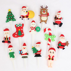 クリスマスケーキの装飾のプラグインの挿し込みの柔らかいゴムのクリスマスツリーの老人の雪だるまのヘラジカのクリスマスの置物のケーキの装飾