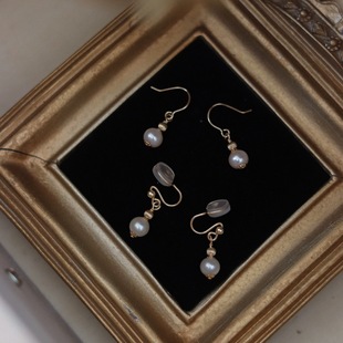 Natural Freshwater Pearl Earrings Japanese Style Simple All-match Elegant Daily Ear Hook Elegant Ear Drop Ear Clip Simple