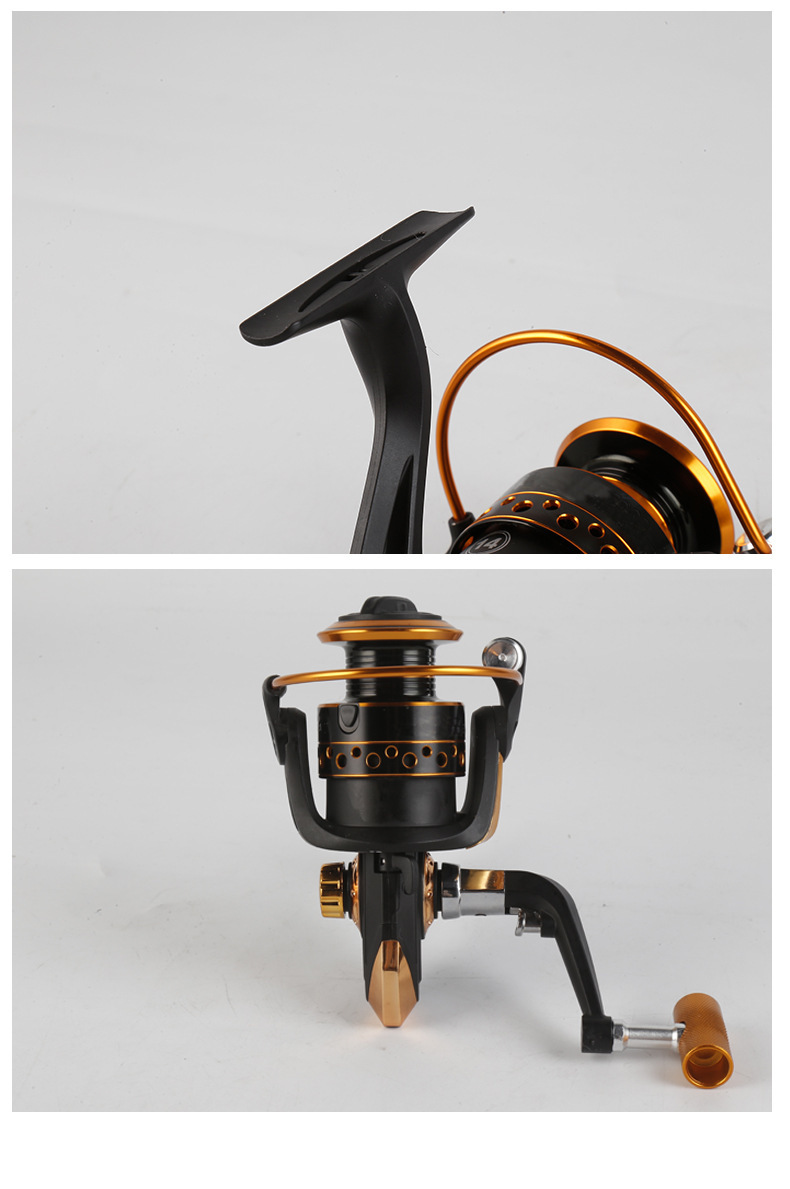 厂家供应金色中号渔轮 钓鱼多水域可用鱼线轮金属抛线环路亚海竿