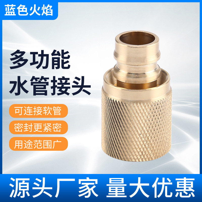 4分6分通用水管接头全黄铜花园洗车水枪快速接头园林工具接头