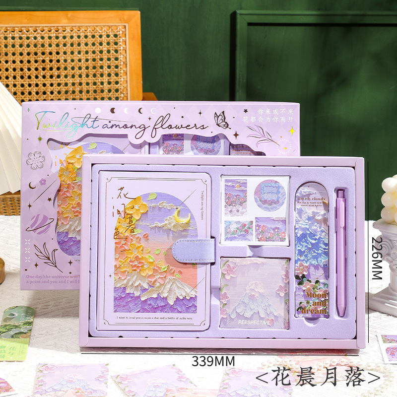 | Pintura al óleo, libro de cuentas, juego de caja de regalo, regalo de recompensa para estudiantes de primaria, cuaderno para niñas, estilo de cuaderno de alto valor